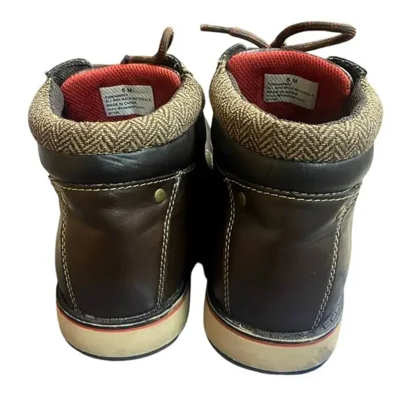 Eddie Bauer Tom Boots Mens Boys 5M Brown Leather Lace Up Ankle Cushion Padded - Picture 6 of 9